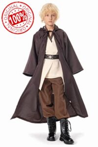 Ruleewe Kids Obi Wan Kenobi Costume Jedi Cosplay Outfit Medieval Hooded Tunic Full Se