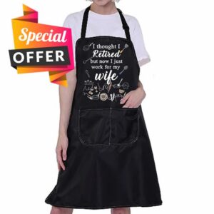 ENSIANTH Retirement Apron for Men Retirement Gifts Retired Kitchen Apron I Thought I Retired But Now I Just Work for My Wife Apro
