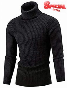 AIDEAONE Mens Turtleneck Sweater Casual Ribbed Slim Fit Knitted Jumper High Roll Neck Basic Turtleneck Pullove