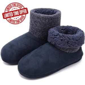 COFACE Mens Slipper Boots Suede Fleece Booties Slippers for Men Warm House Boots Indoor Shoes