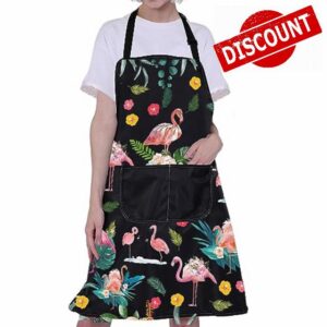 ENSIANTH Flamingo Apron With Pockets Flamingo Cooking Apron for Women Pink Flamingo Kitchen Apron Grilling BBQ Baking Chef Apro