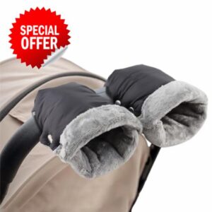 Stroller Hand Muff Windproof Anti-Freeze Pram Hand Warmer Warm Baby Stroller Gloves Pushchair Mittens (Black)