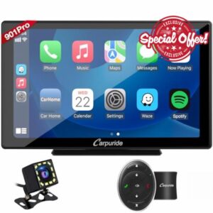 [2023 Newest] Carpuride w901 Pro Wireless Apple Carplay & Android Auto with Backup Cam & SWC