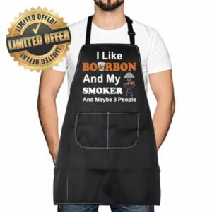 LEVLO Bourbon Whiskey Apron BBQ Party Gift I Like Bourbon And My Smoker Waterprof Apron For Fathers Day Gif