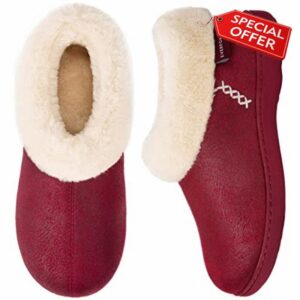 EverFoams Women's Micro Suede Fuzzy Plush Lined Slippers with Cozy Memory Foam