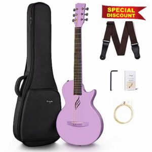 Enya Nova Go Carbon Fiber Acoustic Guitar 1/2 Size Beginner Adult Travel Acustica Guitarra w/Starter Bundle Kit of Colorful Gift Packaging