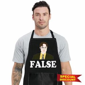 WZMPA Funny Dwight Kitchen Apron Office Fans Gifts Dwight False Ajustable With Pockets Apron For Cooking Grilling