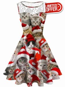 Evensu Women's Christmas Dress Plus Size Sleeveless Dress Women 1950s Vintage A-line Cocktail Holiday Party Dresses