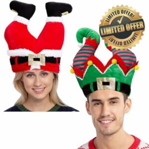 JOYIN 2PCS Christmas Santa and Elf Pants Hats for Funny Hilarious and Festive Christmas Party Hat Dress Up Celebrations