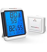 ThermoPro TP393B Digital Hygrometer with Clock Room Thermometer for Home, Auto Sync Data via Blue...