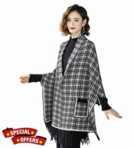 UAngLI Autumn Winter Warm Knitted Crochet Scarf Wrap Shawl Cape Sleeved Shawl for Women Fashion Shawl Neckerchief