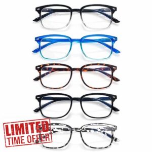 ZONLON 5 Pack Reading Glasses for Women - Anti Blue Light Blocking with Spring Hinges