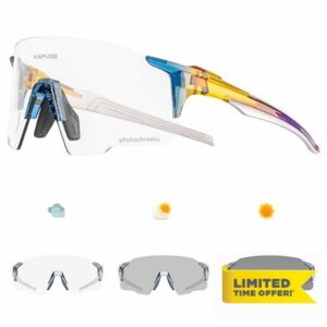 KAPVOE Photochromic Cycling Glasses Sports Sunglasses Clear UV400 Protection Women Men Bike Goggles Running MTB BMX
