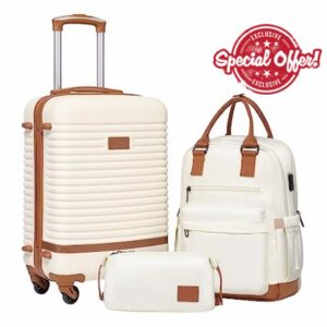 COOLIFE Suitcase Trolley Carry On Hand Cabin Luggage Hard Shell Travel Bag Lightweight with TSA Lock