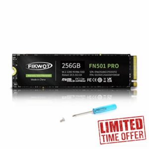 Fikwot FN501 Pro 256GB NVMe SSD - M.2 2280 PCIe Gen3 x4 Internal Solid State Drive with Graphene Cooling Sticker