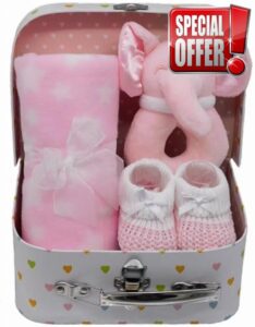 Baby Girl Gifts Set Keepsake Box Hamper for a Baby Shower or Newborn Baby with an Elephant Theme