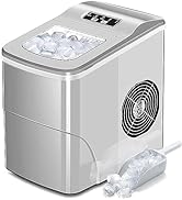Ice Maker Machine, RWFlame Countertop Ice Cube Machines Make 15kg/ 24h Ice Cubes Ready in 6 Mins,...