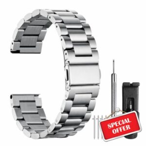 BOSHIYA Quick Release Watch Strap 20mm or 22mm Stainless Steel Watch Band Replacement Universal Metal Strap for Men Women
