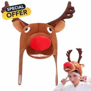 Christmas Reindeer Hat Halloween Christmas Elk Goose Pineapple Poop Headband Deer Antlers Headwear Headdress Hair Hoop Headpiece Christmas Hat Halloween Cosplay Party Fancy Dress Headhoop Adult Tee
