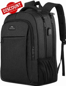 MATEIN Travel Laptop Backpack 17.3 Inch Large Computer Backpack Stylish Business Backpack Men with USB Charging Port Water Resistant College Backpack Unisex Lightweight laptop Rucksack Daypack