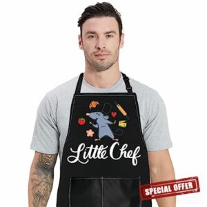 WZMPA Remy Rat Kitchen Apron With Pockets Remy Fans Gifts Little Chef Remy Adjustable Apron For Cooking Baking Grilling