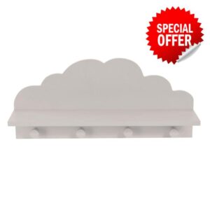 Cloud Shelf Coat Hooks Baby Nursery Children's Bedroom Floating Shelf | Wooden Floating Shelves Cloud Decorations | Cloud Shelves For Nursery - Grey