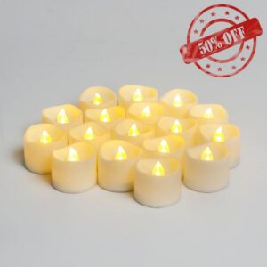 Battery Tea lIghts Candles (24 Pack) - Warm White Realistic and Bright Flickering Battery Operated Tea Lights Candles - Beautiful Flamlessless LED tea lights for Home Decor - Wave Design Fake Candles