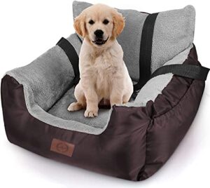 Pet Booster Seat Travel Car Bed with Storage Pocket and Clip-On Safety Leash