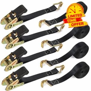 CQWLKEJ 4 x 800 KG Ratchet Straps with Double Hooks
