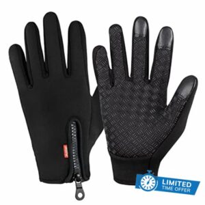 Aotlet Mens Gloves or Women Gloves Thermal Winter Christmas Cycling Gifts for men or women Waterproof Gloves Touch Screen Gloves Presents for him or her Warm Bike Accessories for Men or Ladies Black