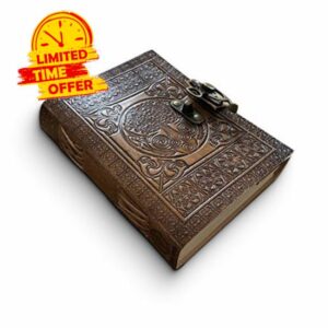 Handmade Leather Diary – Celtic Embossed Travel Notebook – Antique Tree of Life Design – Beautiful Handmade Book as a Gift or Traveller's Notebook