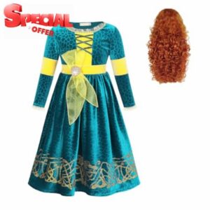 Jurebecia Merida Costume Kids Merida Fancy Dress Princess Dress For Girls Costume Christmas World Dook Day Dress Up