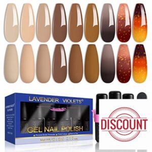 Lavender Violets 13 Pcs Gel Nail Polish Set Grey Brown Temperature Colour Changing Orange Yellow Cozy Café Nude Nail Art UV LED Soak Off With Base Coat