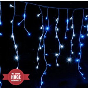 Icicle Christmas Fairy Lights Waterproof Outdoor/Indoor use. Blue & White 400 LED 10M Wide 80 Drops Plus a Massive 10M Lead Cable