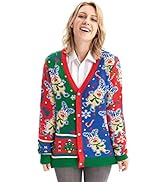 U LOOK UGLY TODAY Women's Christmas Cardigan Funny Novelty Knitted Jumper for Party Sweater
