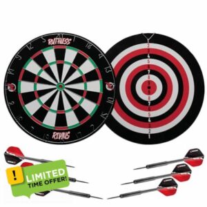 Ruthless Rivals Family Dart Board Game | Double Sided Dartboard Set Including 2 Sets of Darts (DB074)
