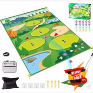 Chipping Golf & Dart Practice Mats Golf Game Training Mat Indoor Outdoor Games for Adults Family Kids Play Equipment Stick Chip Golf Set Backyard Game (Club Included)
