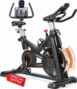 Wenoker Exercise Bike Magnetic Resistance Indoor Cycling Bike Stationary for Home Gym Use with LCD Display
