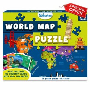 Skillmatics World Map Puzzle - 96 Piece Jigsaw Puzzle