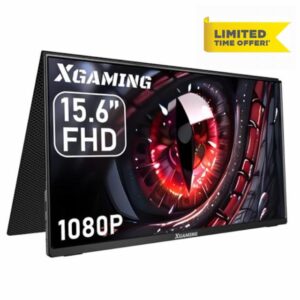 XGaming Portable Monitor 15.6 Inch 1920 × 1080 FHD IPS Monitor Screen with HDR10/HDMI/Type-C/USB-C Eye Care Computer Display
