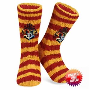 Artesenia Cerda Harry Potter Fluffy Slipper Socks Women Teens Knitted Fleece Lined Bed Socks Ladies Non Slip One Size Gifts for He