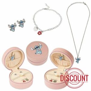 Disney Stitch Jewellery Set Earrings Bracelet Necklace Girls Friendship Jewellery Travel Box Stitch Gifts