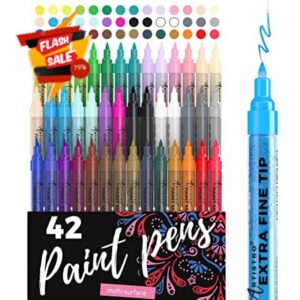 Acrylic Paint Pens - 42 Acrylic Paint Markers - Extra Fine Tip Paint Pens (0.7mm) - Great for Rock Painting