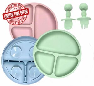 SilverStar Baby Suction Plates 3X Pack Silicone Baby Weaning Plate
