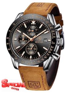 BY BENYAR Watch for Men Analog Quartz Chronograph Mens Watches 30M Waterproof Luminous Big Face Designer Dress Wrist Watches Business Work Sport Casual Fashion Watch Elegant Gift for Me