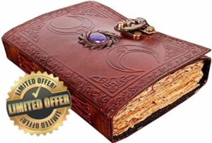 ALCRAFT Vintage Leather Celtic Triple Moon Grimoire Black Book of Shadows Spellbook Journal for Men Women