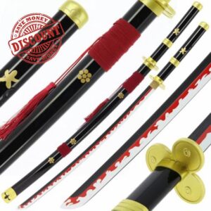 Wooden Sword Anime Themed Katana Toy Cosplay Prop Blunt with Wooden Sheath Fan Gift Emna Black Sword