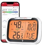 ThermoPro TP358 Bluetooth Hygrometer Room Thermometer with Built-in Clock, Swiss-made Sensor Indo...
