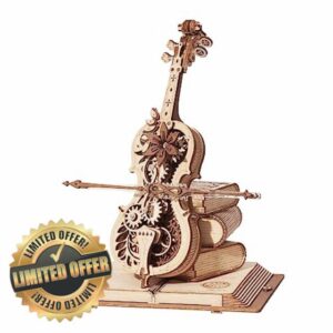 ROKR 3D Wooden Model Kits for Adult to Build Magic Cello Music Box Mechanical Model Assembly Wooden Puzzle Birthday Gifts for Teens and Adults