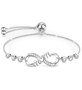 J.Fée Infinity Bracelets for Womens 925 Silver,Women Bracelet Crystal Slider Bracelet with 6 Zirc...